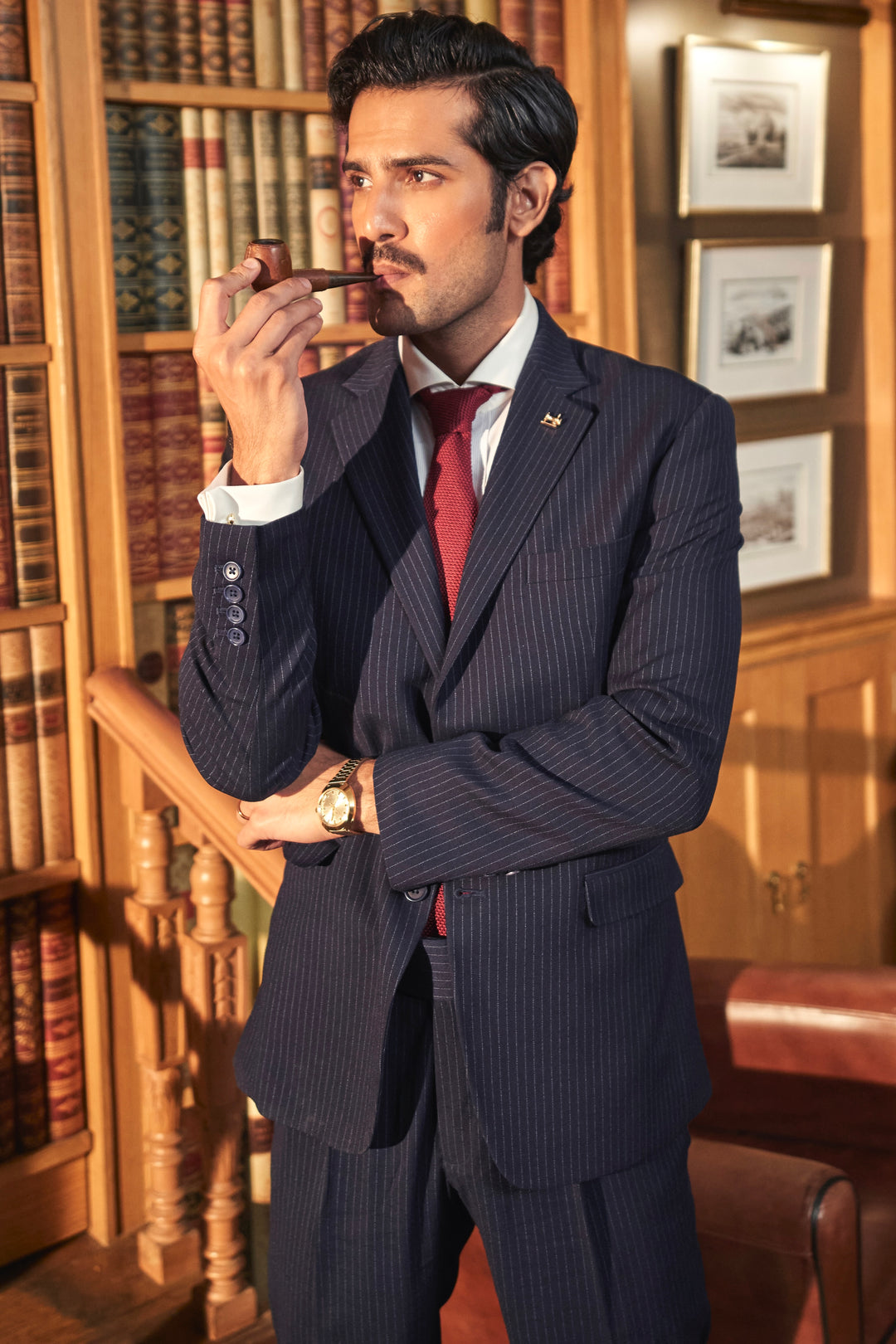 Harbhajan Singh in Timeless Navy Pinstripe Suit