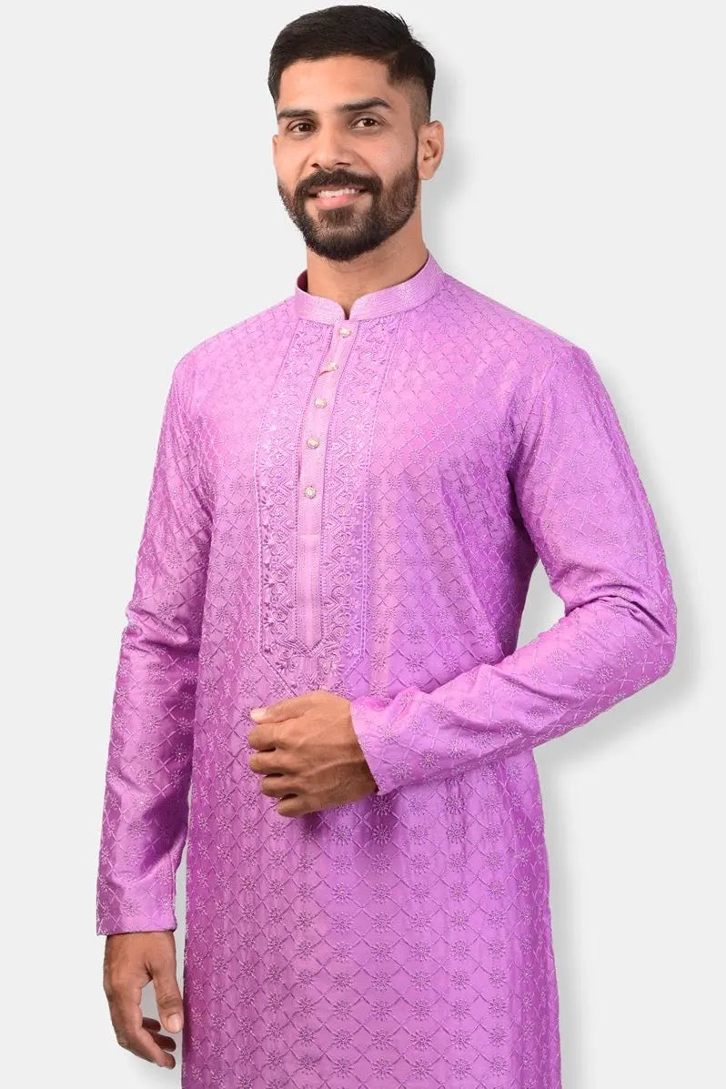 Magenta Chikankari Embroidery Kurta