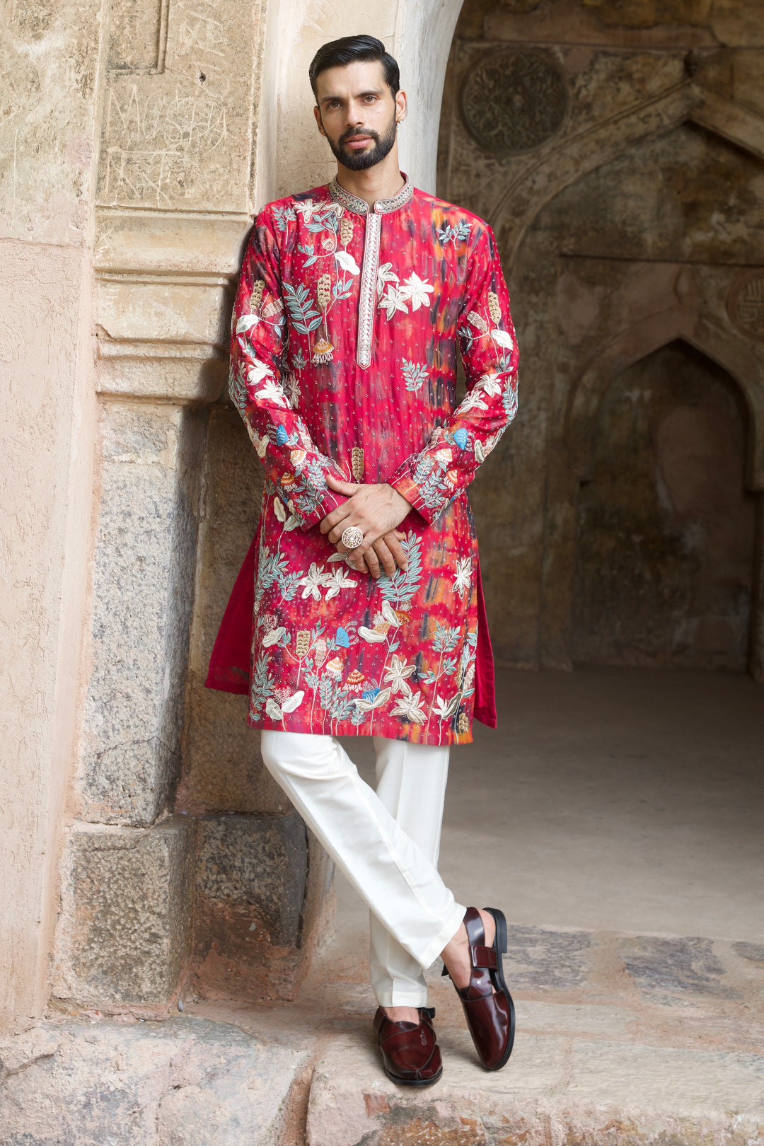 Rani Tie-Dye Chanderi Embroidered Kurta Set