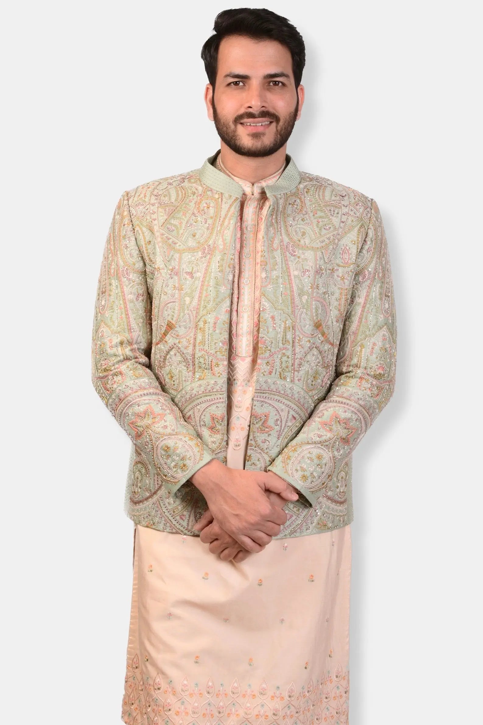 Pistachio Green Open Bandhgala