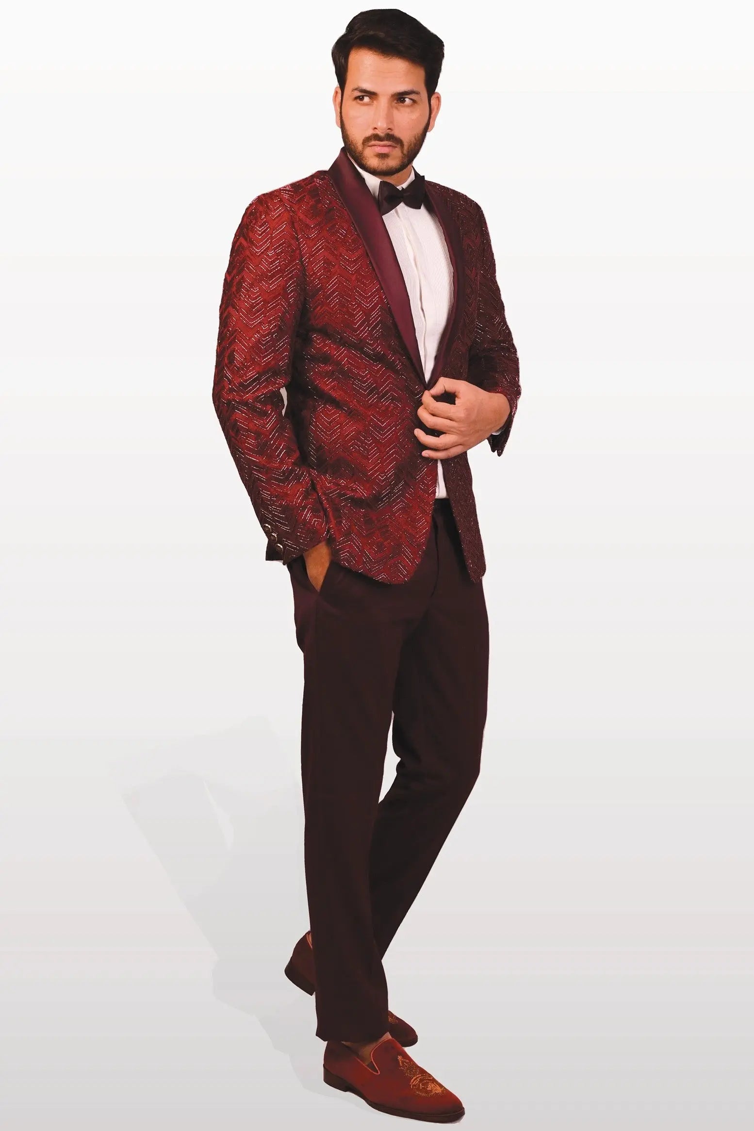 Royal Red Herringbone Blazer