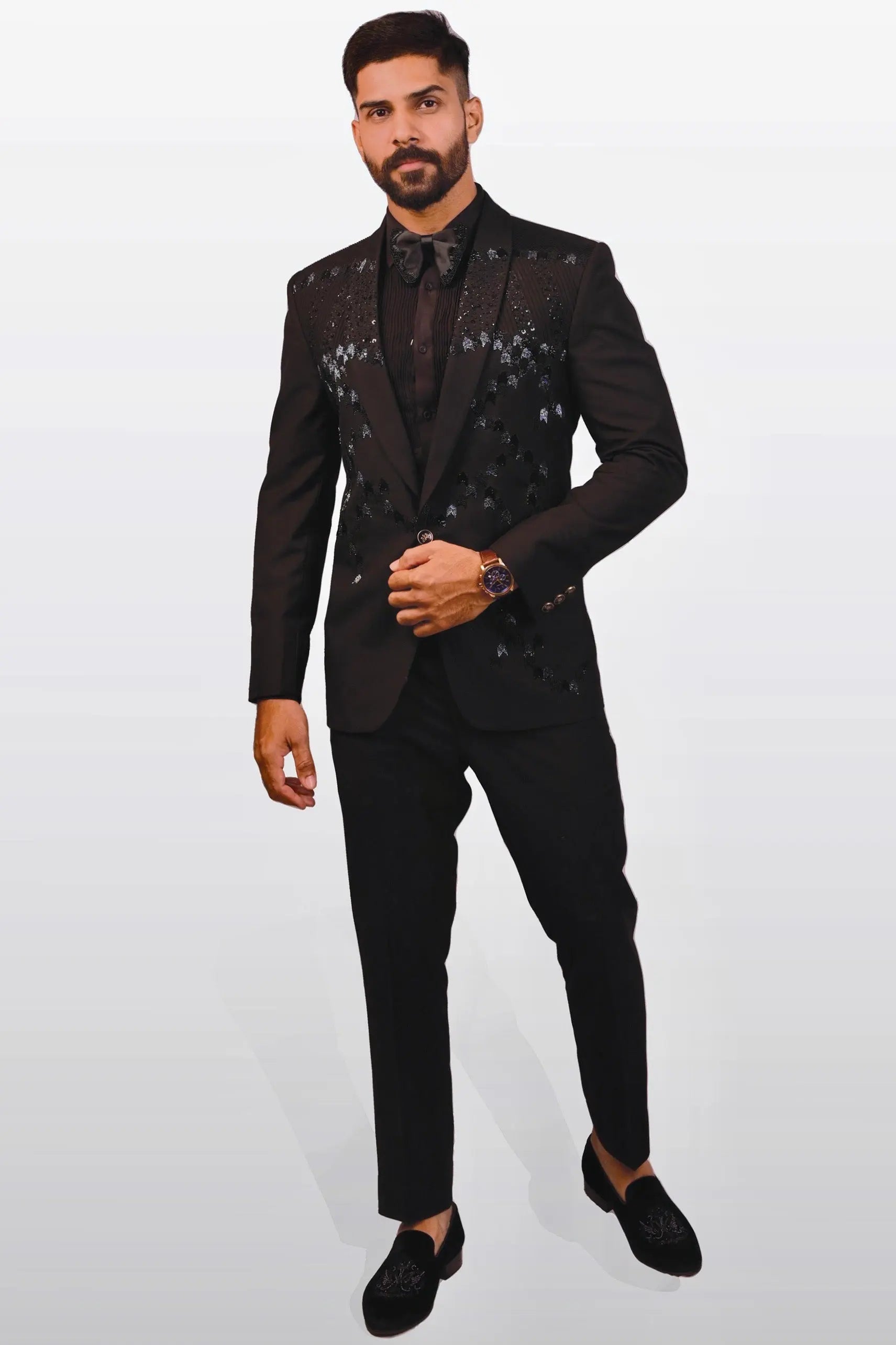 Black Sequins Embellished Suit