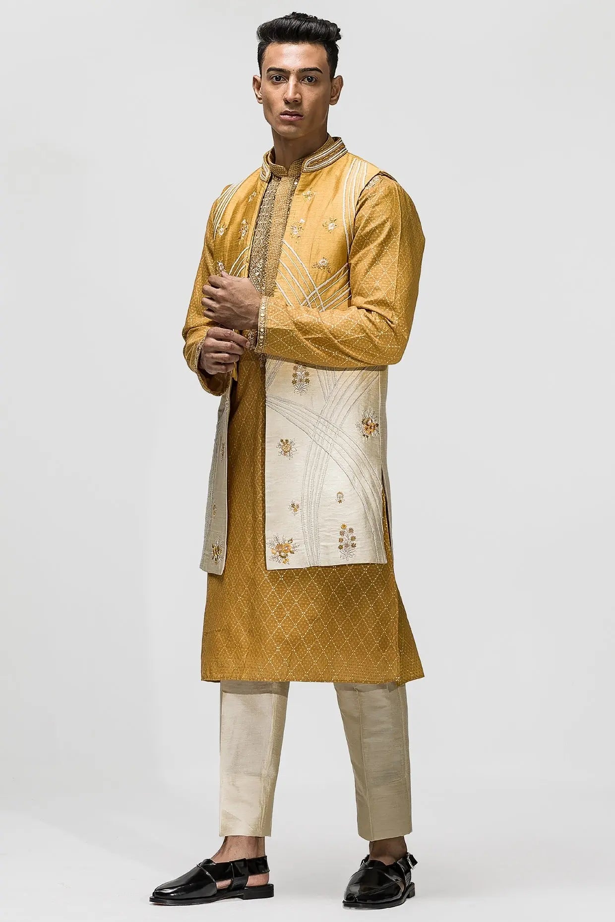 Yellow Ombre Dori Embroidery Long Bundi