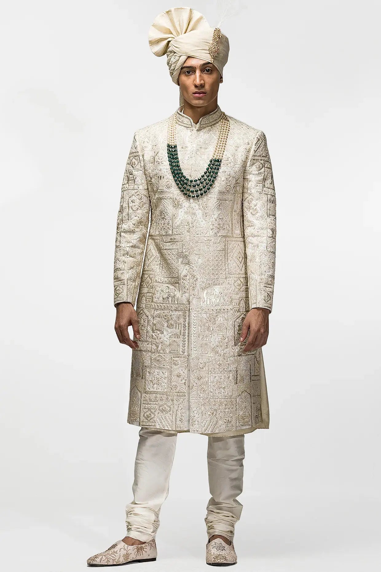 Beige Dori Gota Embroidery Sherwani