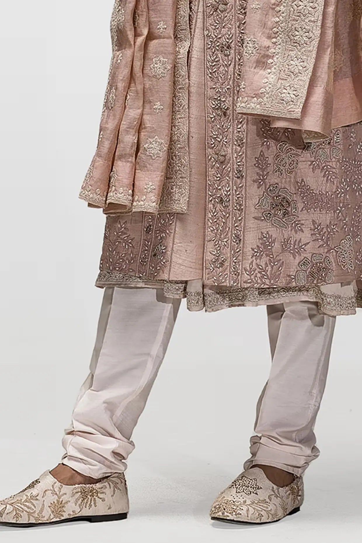 Salmon Pink Dabka Dori Work Sherwani