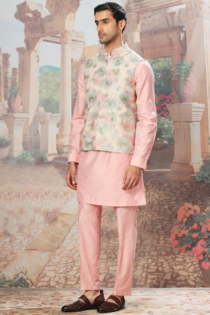 Affordable Eden Bloom Embroidered Kurta Bundi Set