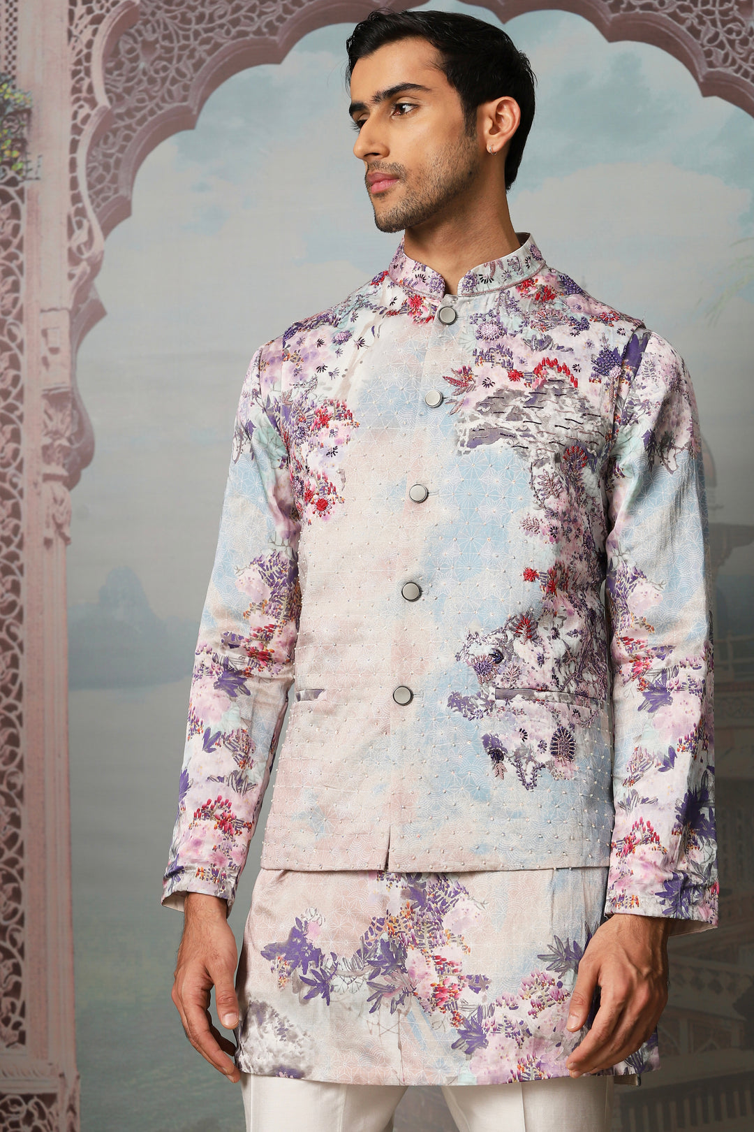 Buy Garden Euphoria Embroidered Kurta Bundi Set