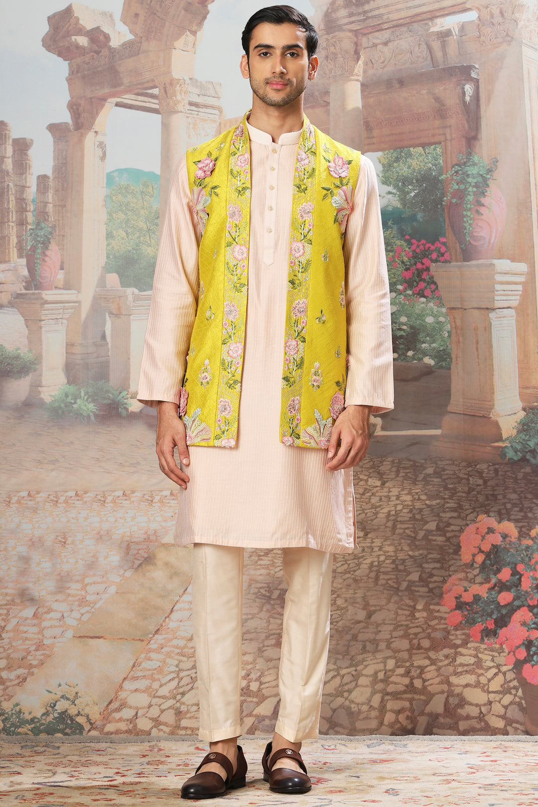 Purchase Sunlit Garden Embroidered Kurta Bundi Set