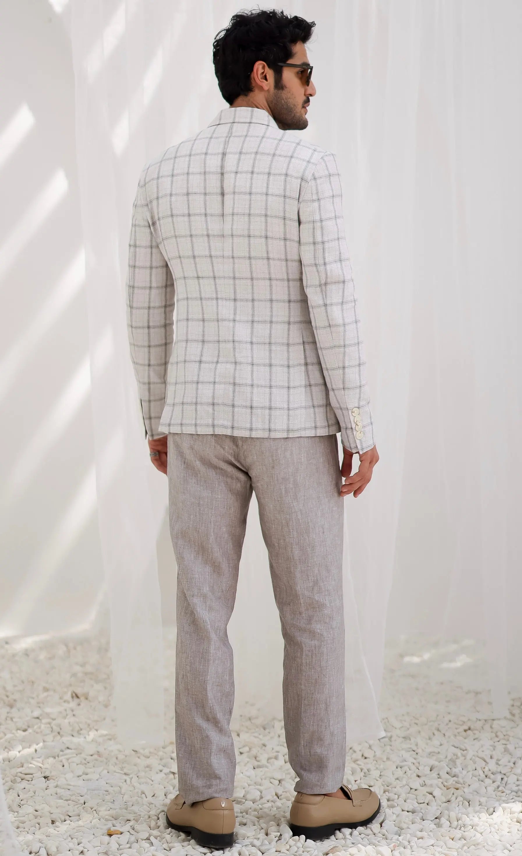 Parchment Plaid Checks Blazer Set