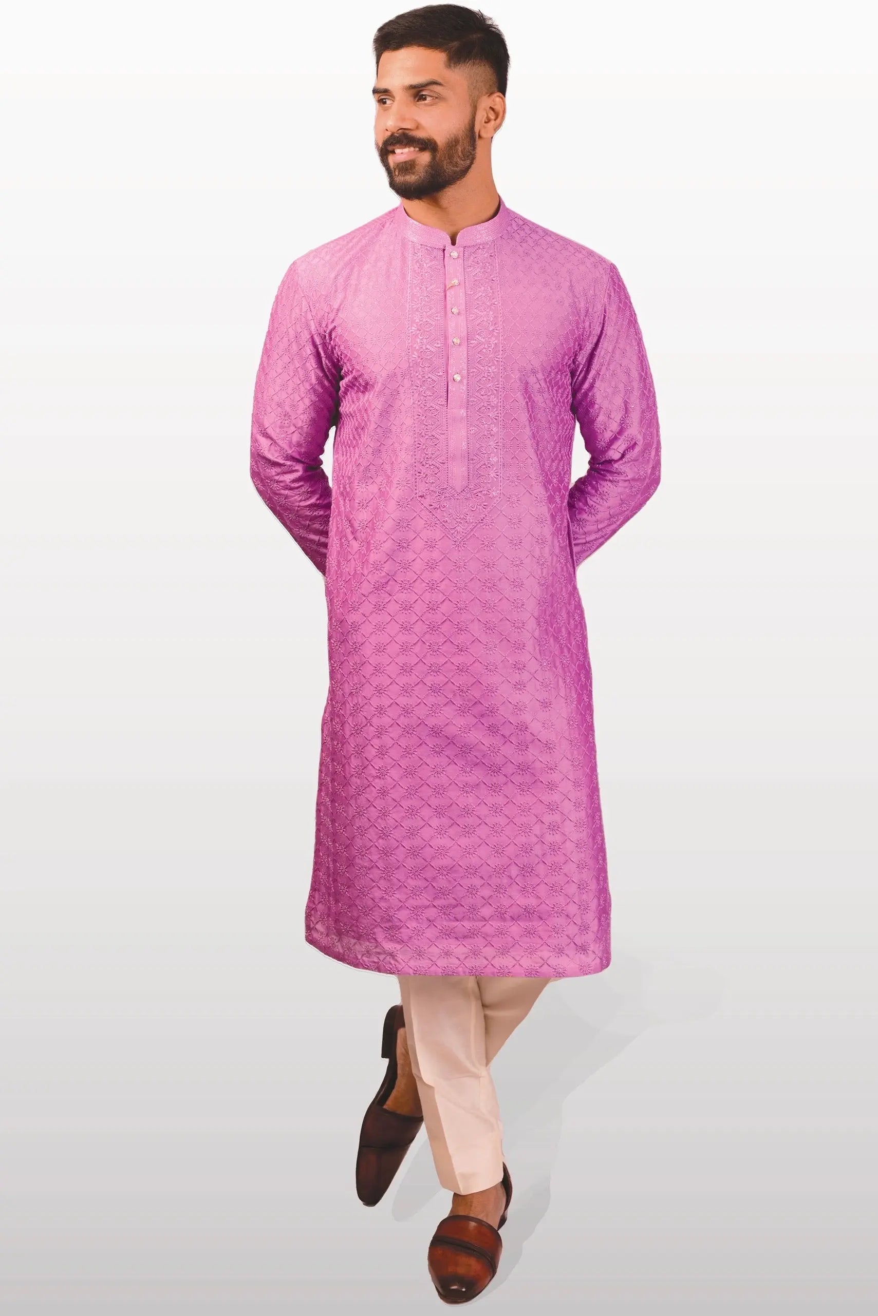 Magenta Chikankari Embroidery Kurta