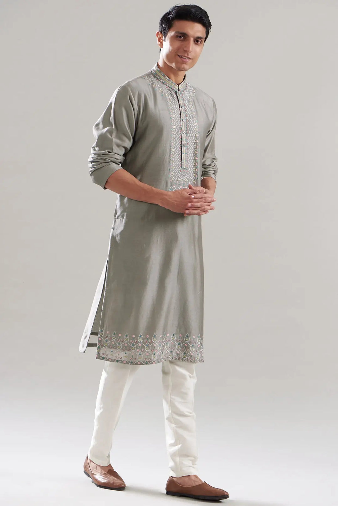 Multi-Colored Cotton Silk Printed Bundi Set - Asuka Couture