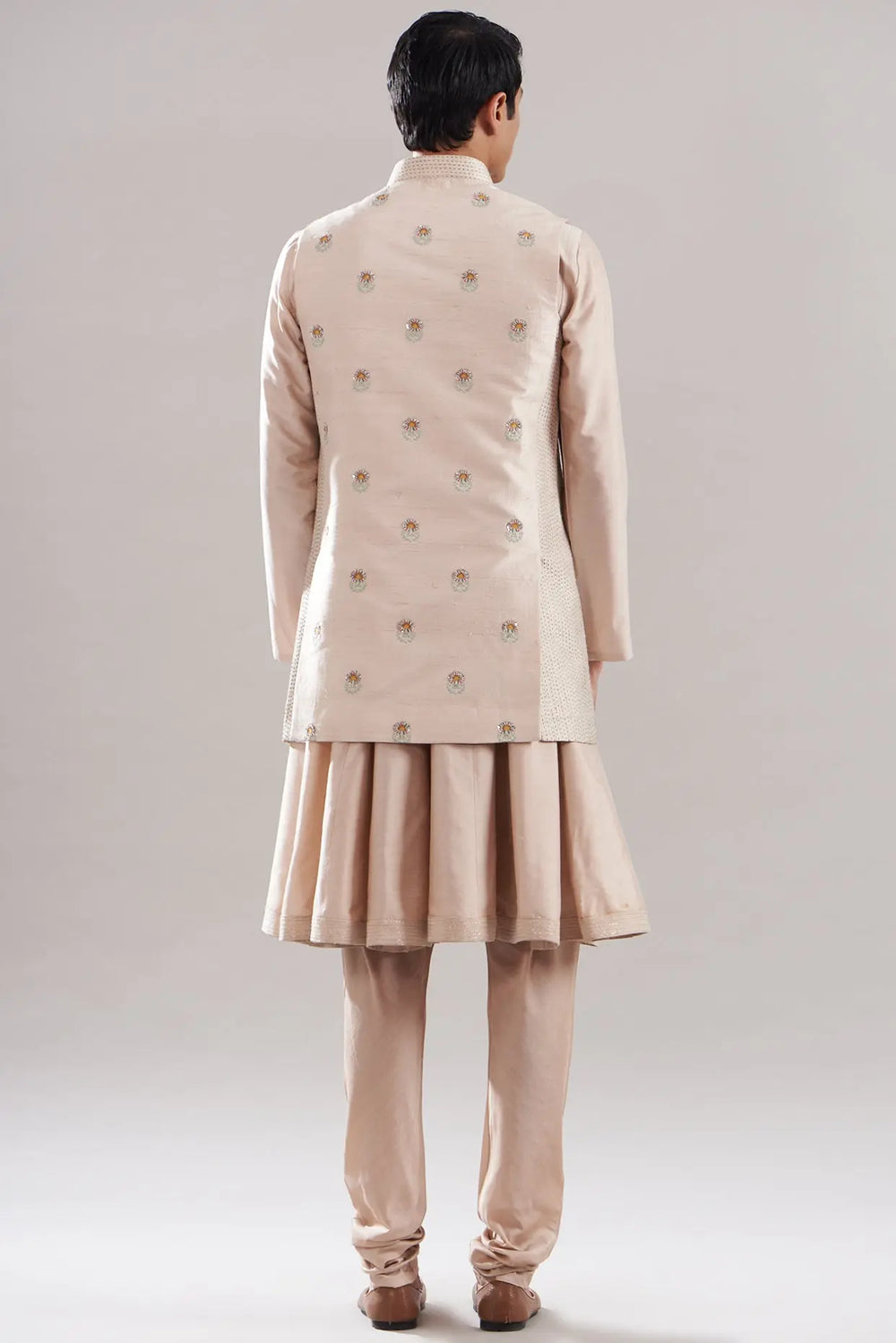 Blush Raw Silk Embroidered Bundi Set - Asuka Couture