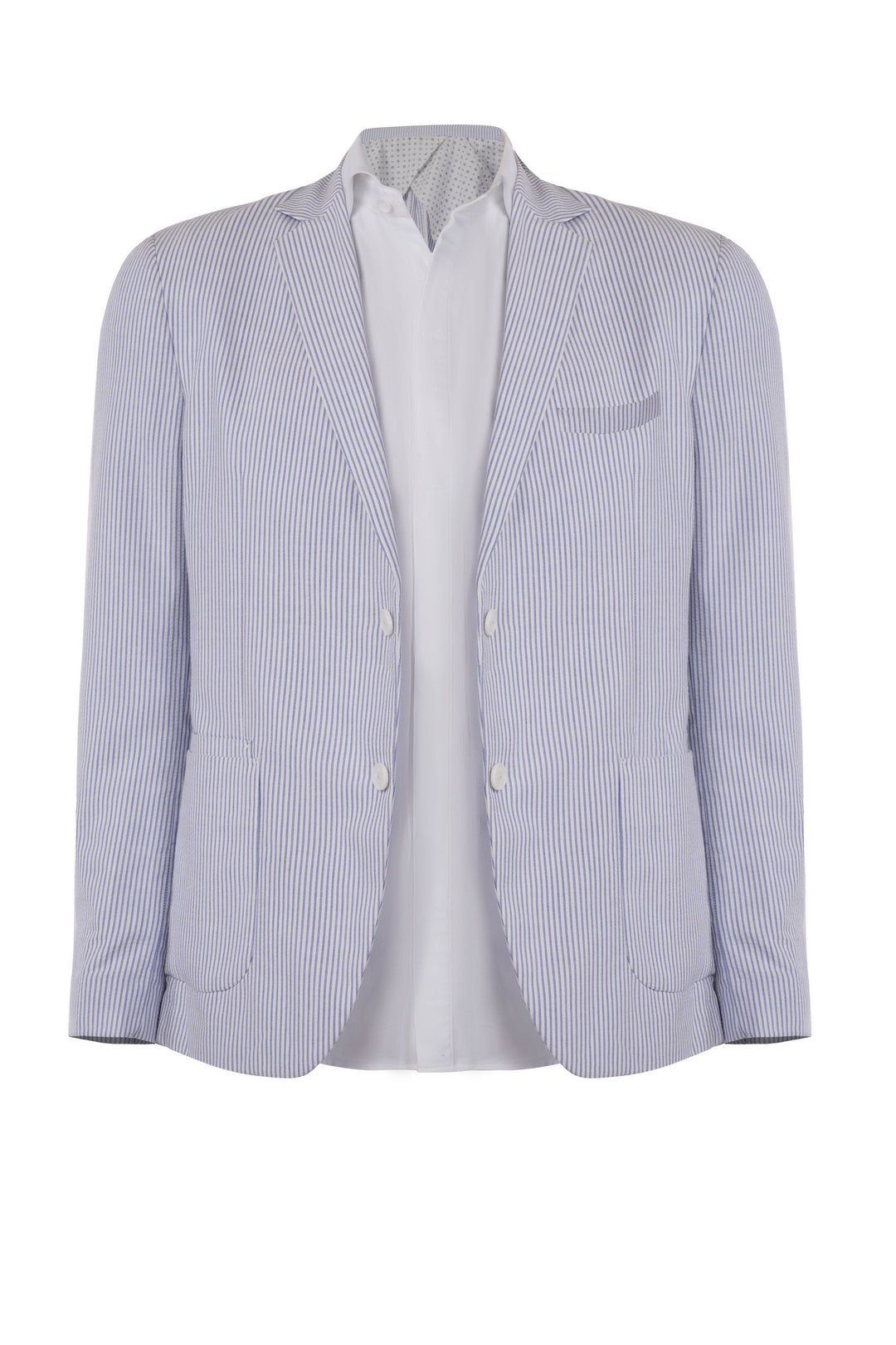 Aditya Seal in Sky Blue Seersucker Blazer