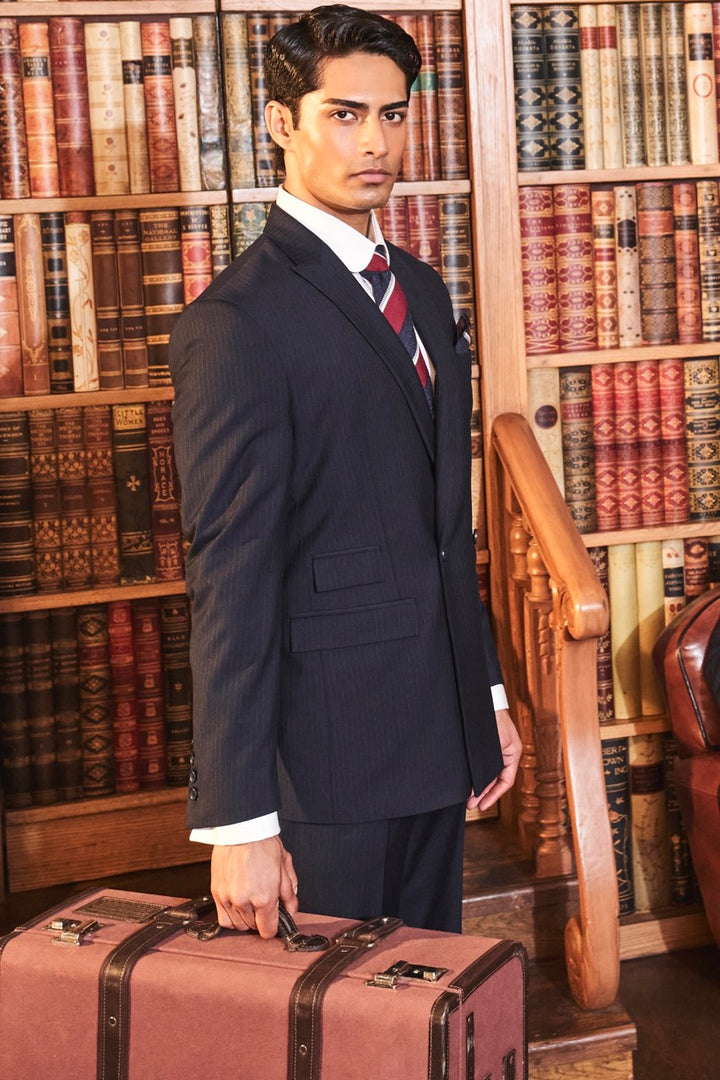 The Classic Navy Pinstripe Suit