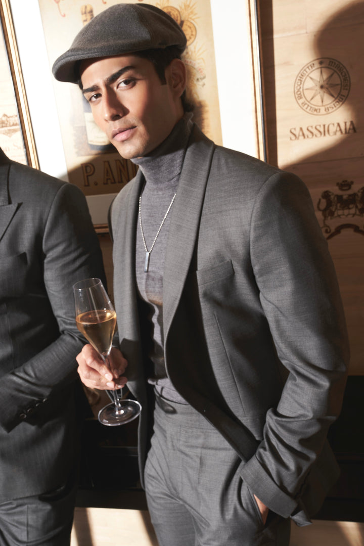 Charcoal Grey Shawl Lapel Elegance Suit