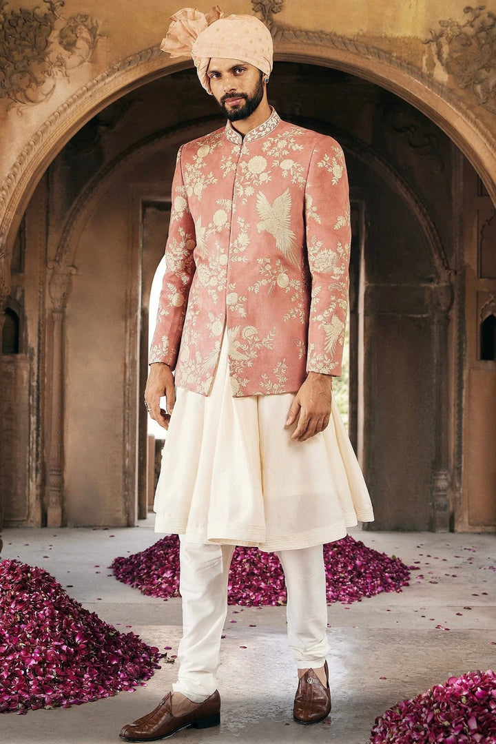 Pink Kiran Dori Embroidery Bandhgala with Anarkali Kurta