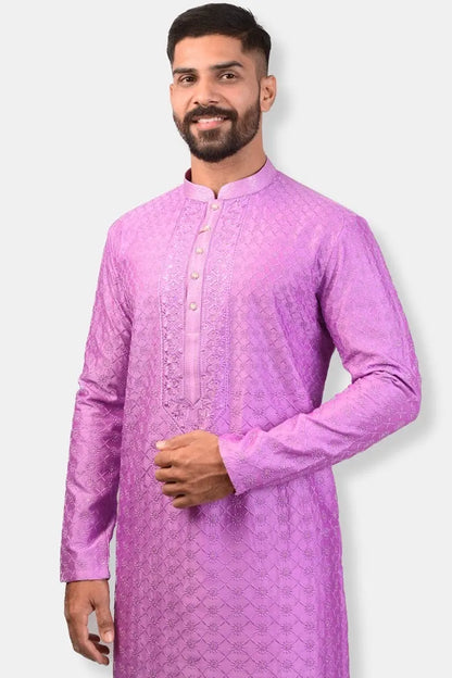 Magenta Chikankari Embroidery Kurta