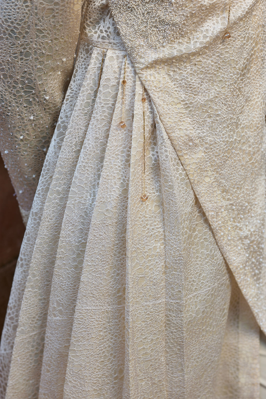 Cream Jaal Organza Embroidered Kurta Set