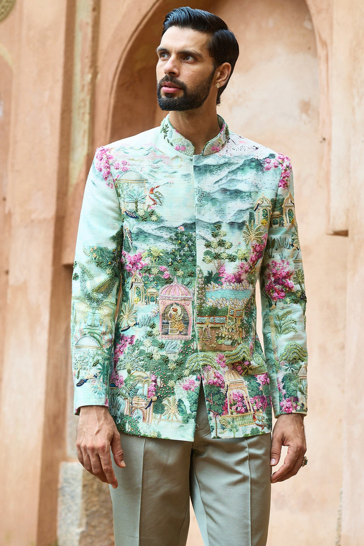 Mughal Oasis Embroidered Bandhgala Set