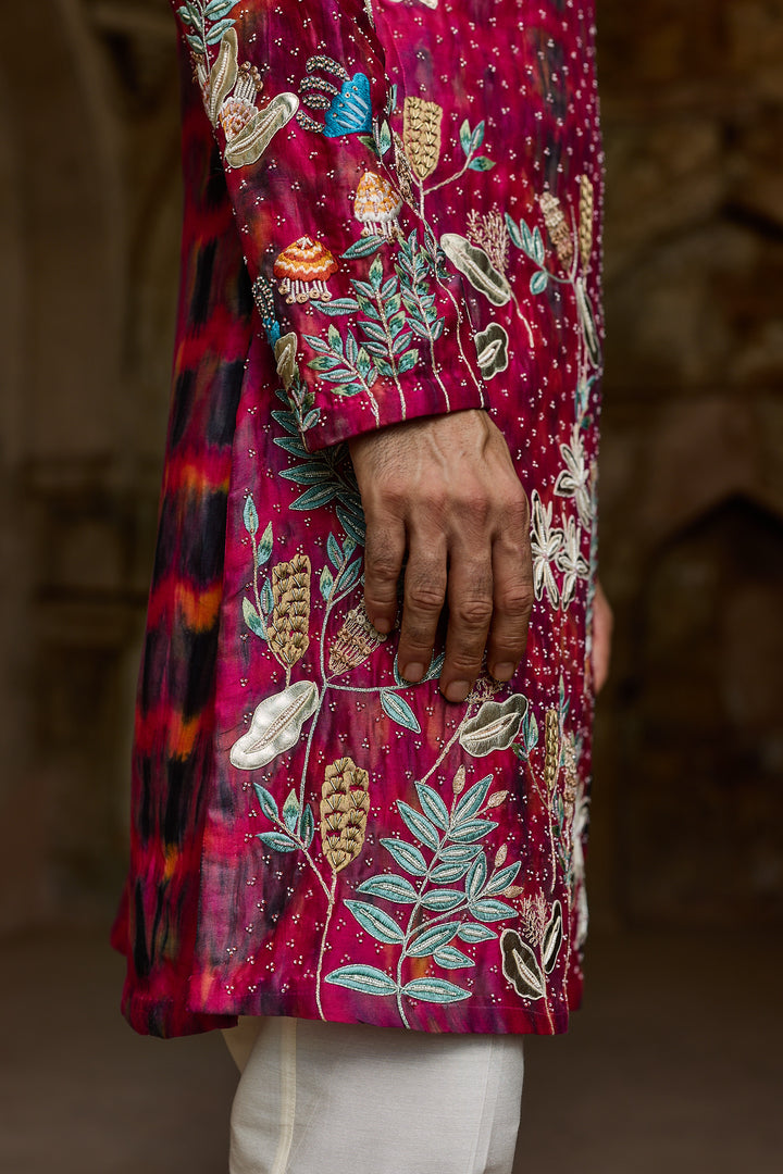 Rani Tie-Dye Chanderi Embroidered Kurta Set