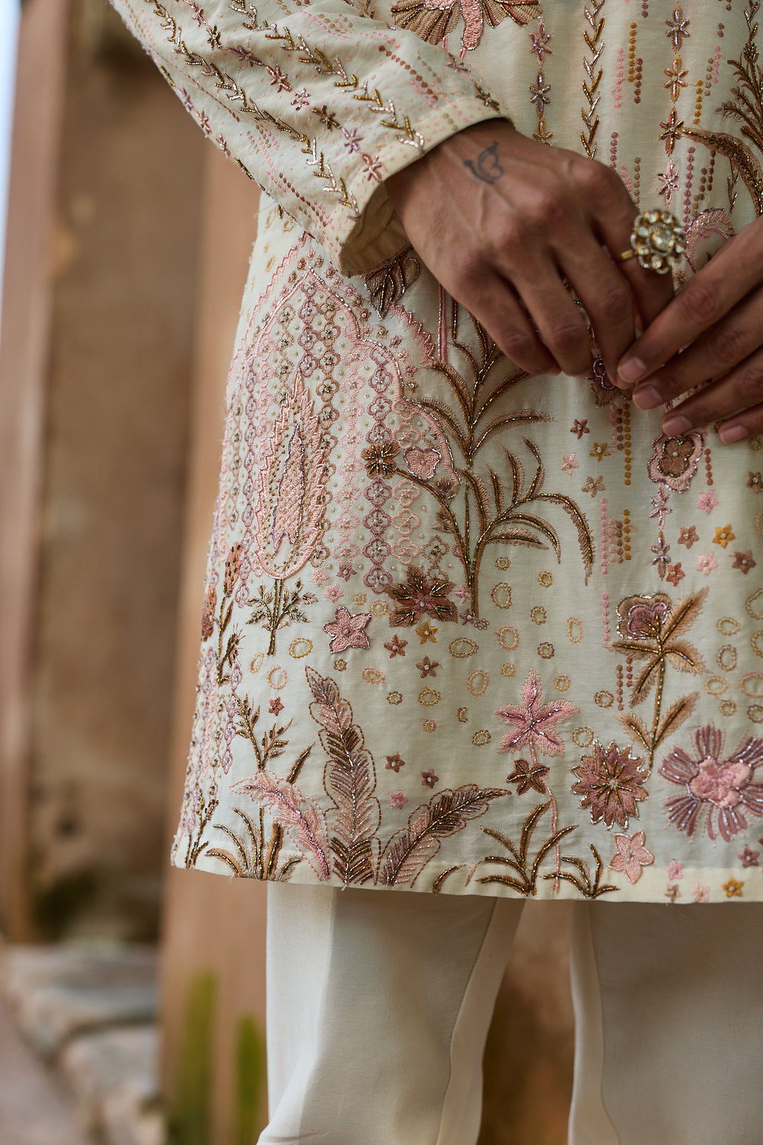 Pastel Jaal Chanderi Embroidered Kurta Set