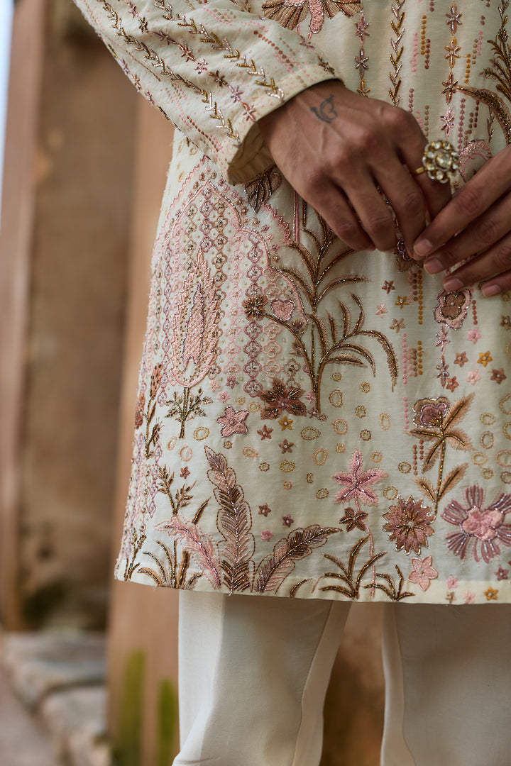 Pastel Jaal Chanderi Embroidered Kurta Set