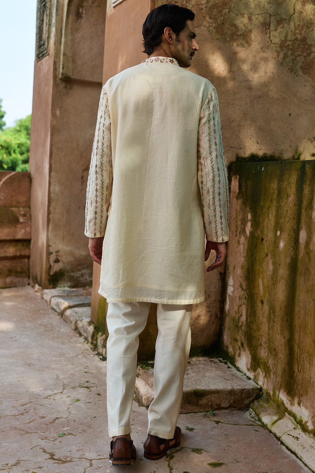 Pastel Jaal Chanderi Embroidered Kurta Set