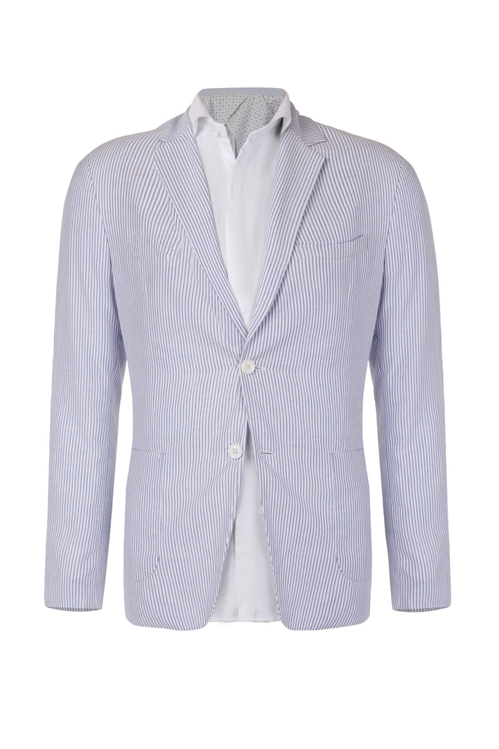 Aditya Seal in Sky Blue Seersucker Blazer