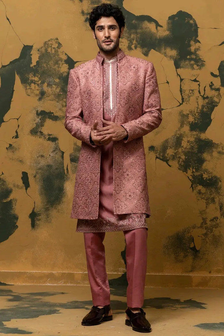 Lush Roses Boota Motif Hand Embroidered Sherwani - Asuka Couture