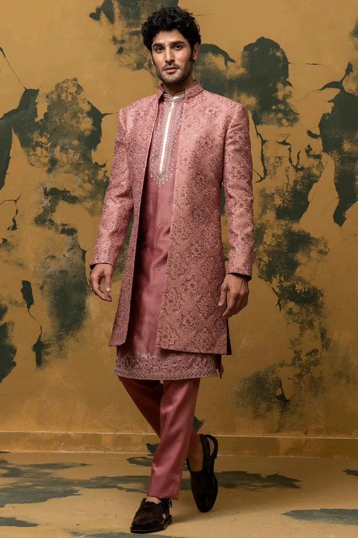 Lush Roses Boota Motif Hand Embroidered Sherwani - Asuka Couture