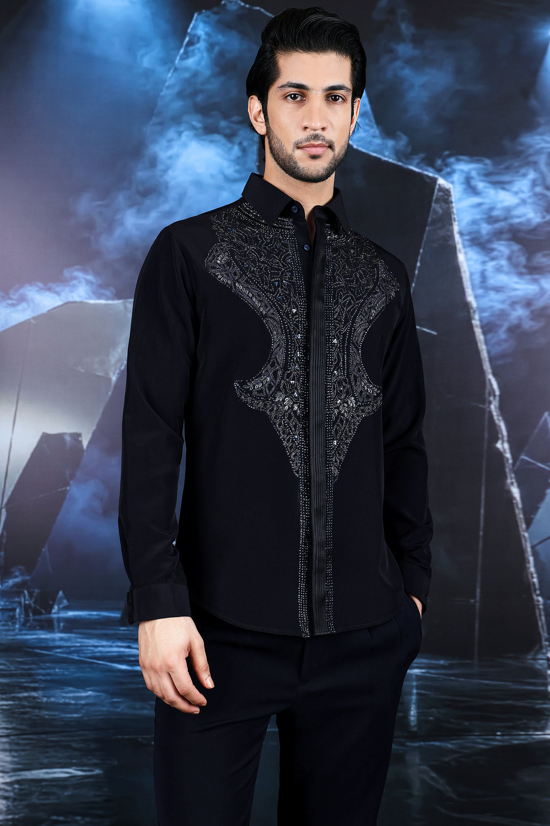 Black Baroque Embellished Shirt