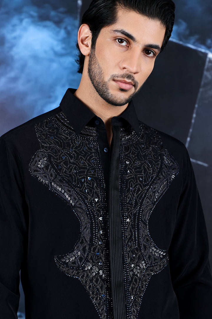 Black Baroque Embellished Shirt