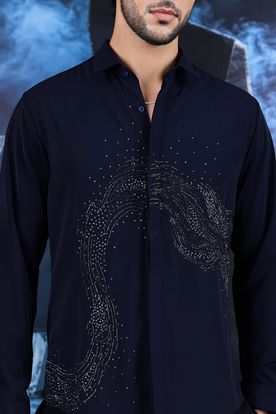 Wave Crystal Embellished Shirt