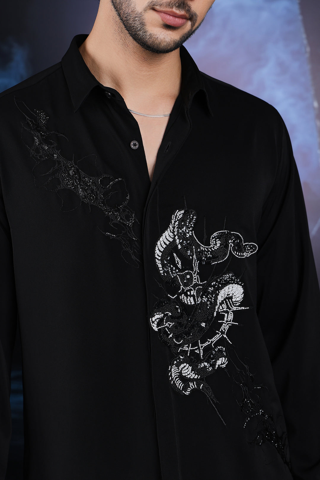 Black Serpent Embellished Shirt