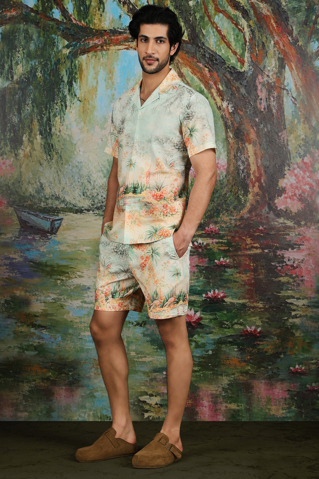 Lagoon Landscape Print Linen Co-ord Set