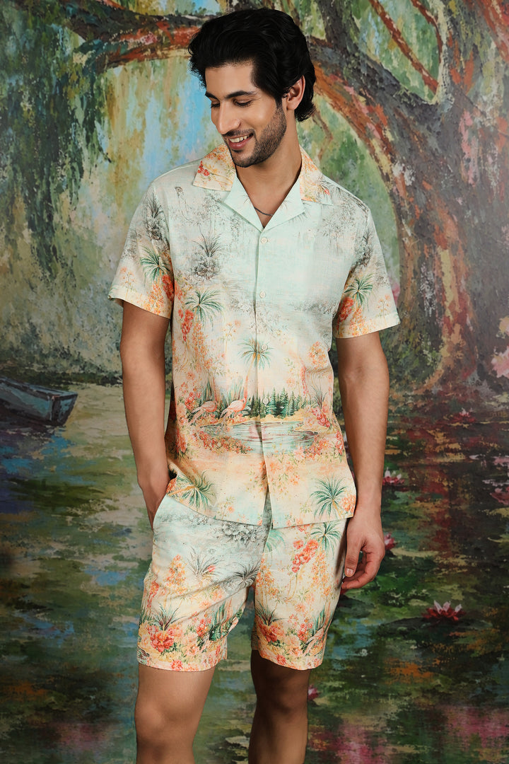 Lagoon Landscape Print Linen Co-ord Set