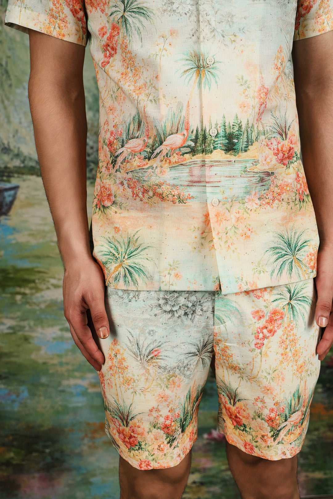 Lagoon Landscape Print Linen Co-ord Set