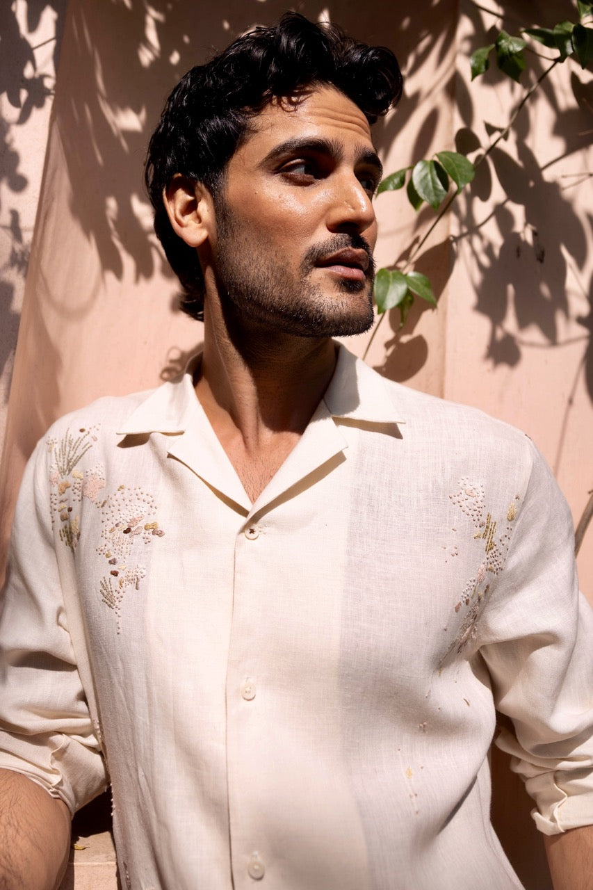 Wildflower Drift Linen Embroidered Shirt