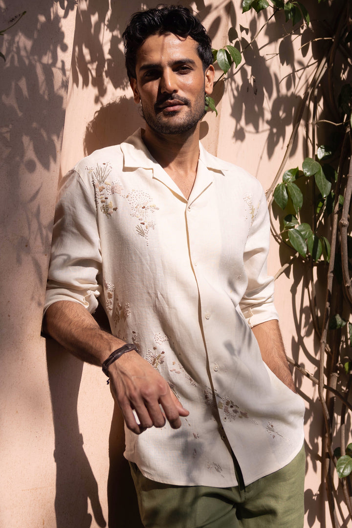 Wildflower Drift Linen Embroidered Shirt