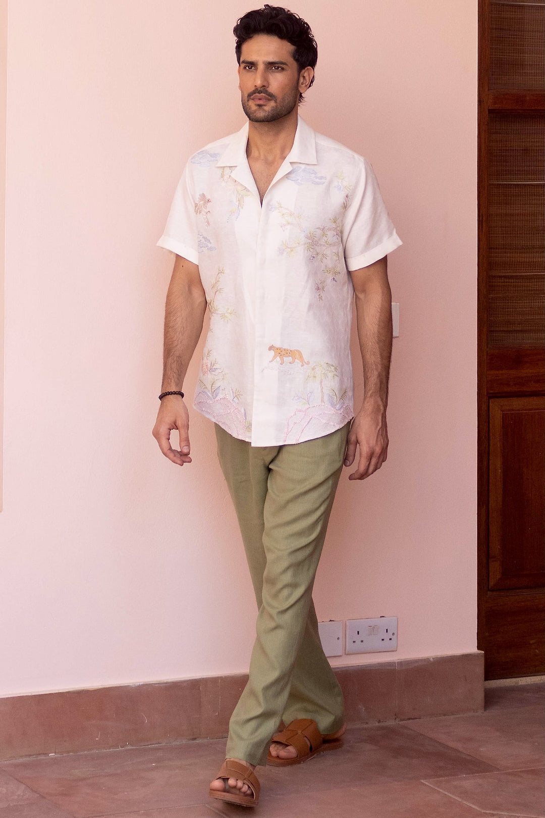 Panthera Bloom Linen Embroidered Shirt