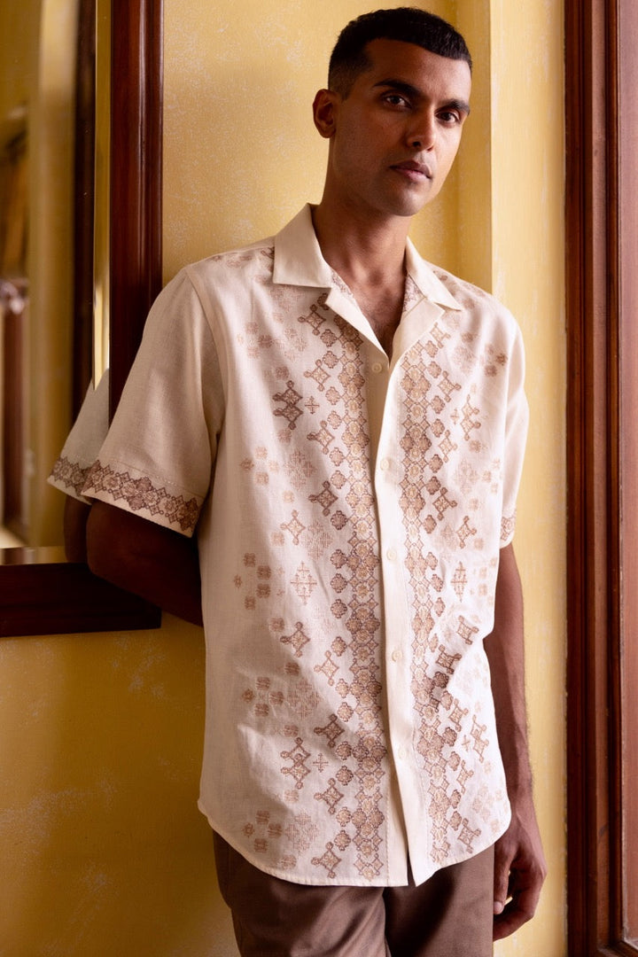 Desert Mosaic Linen Embroidered Shirt
