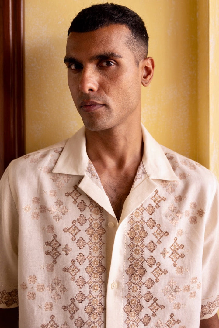 Desert Mosaic Linen Embroidered Shirt