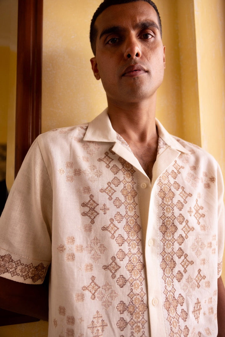 Desert Mosaic Linen Embroidered Shirt