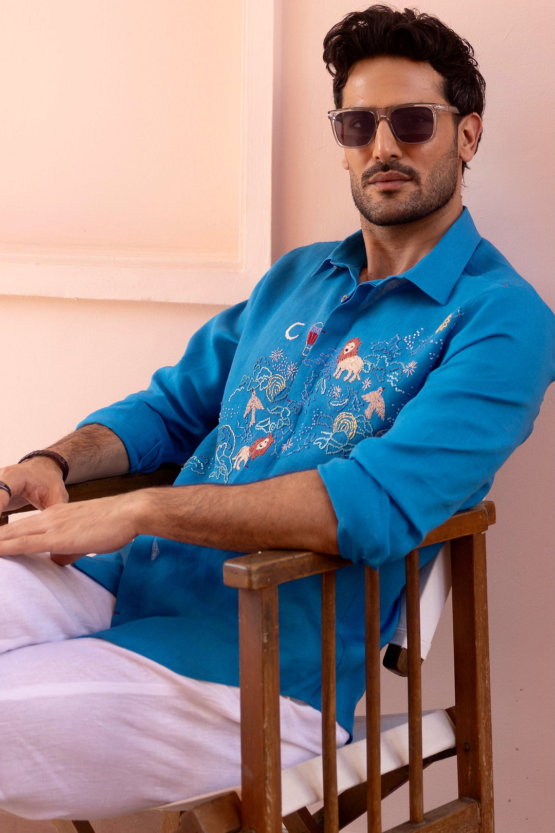 Zodiac Safari Linen Embroidered Shirt