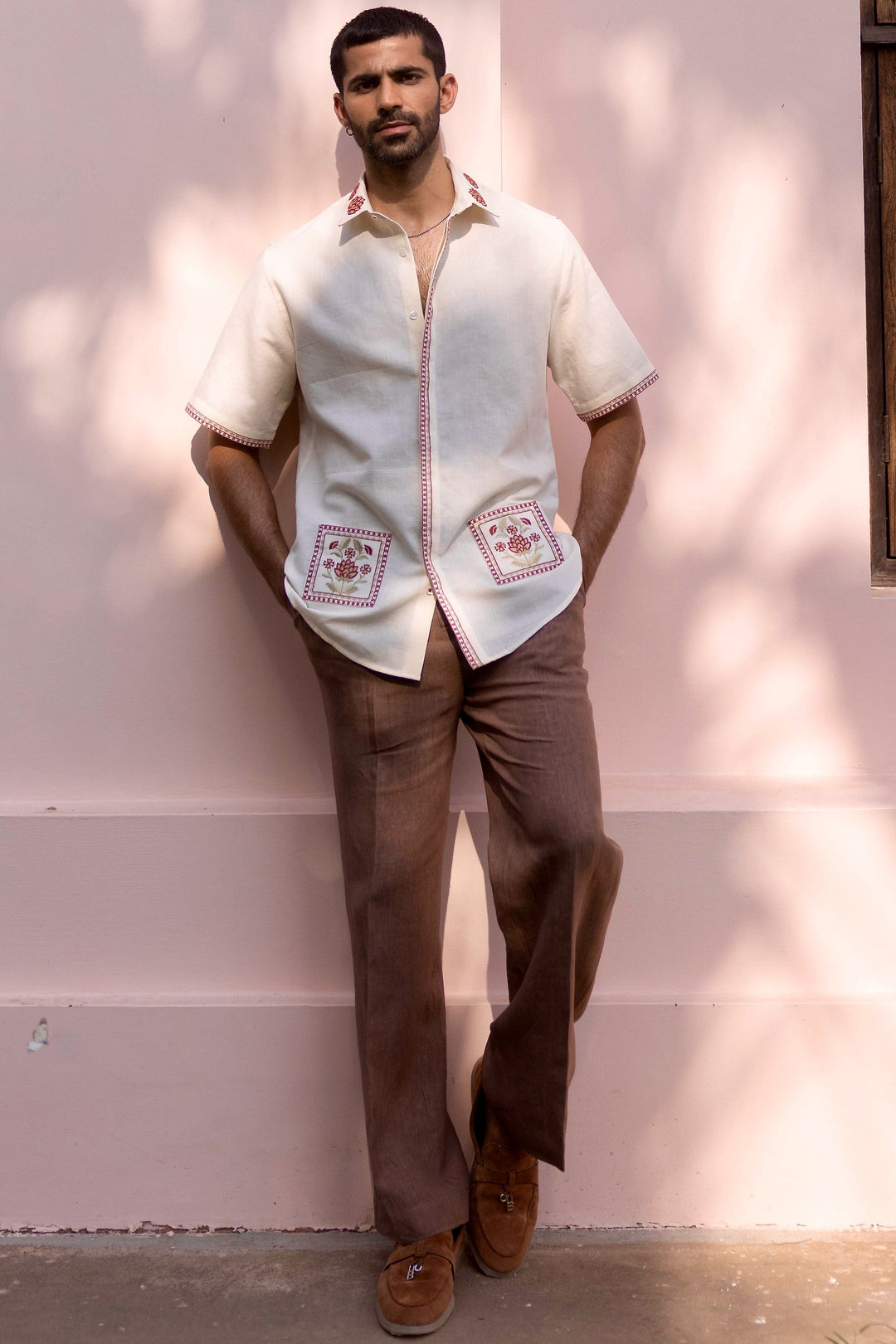 Mughal Courtyard Linen Embroidered Shirt
