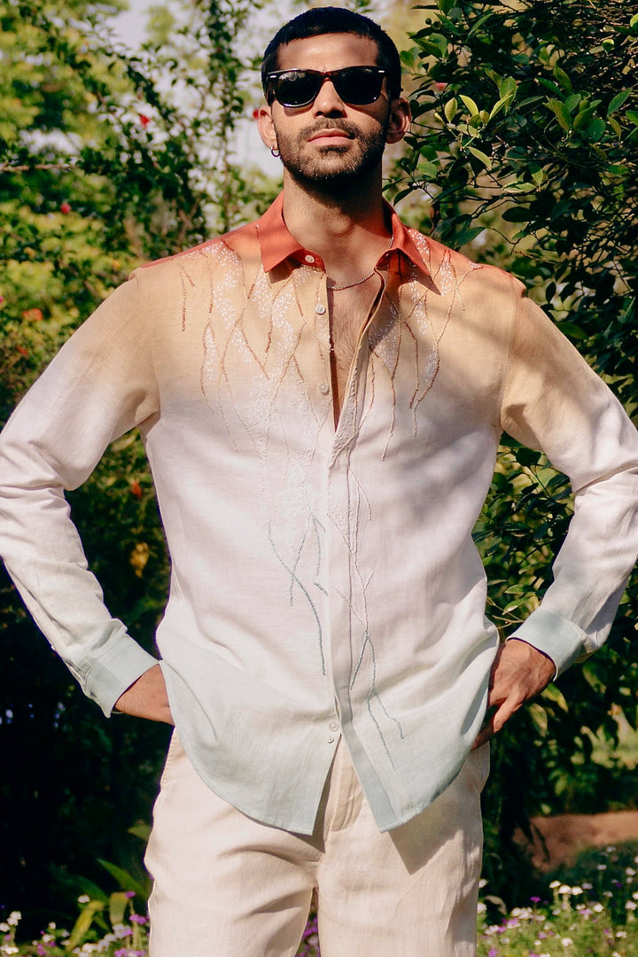 Sunset Current Linen Embroidered Shirt