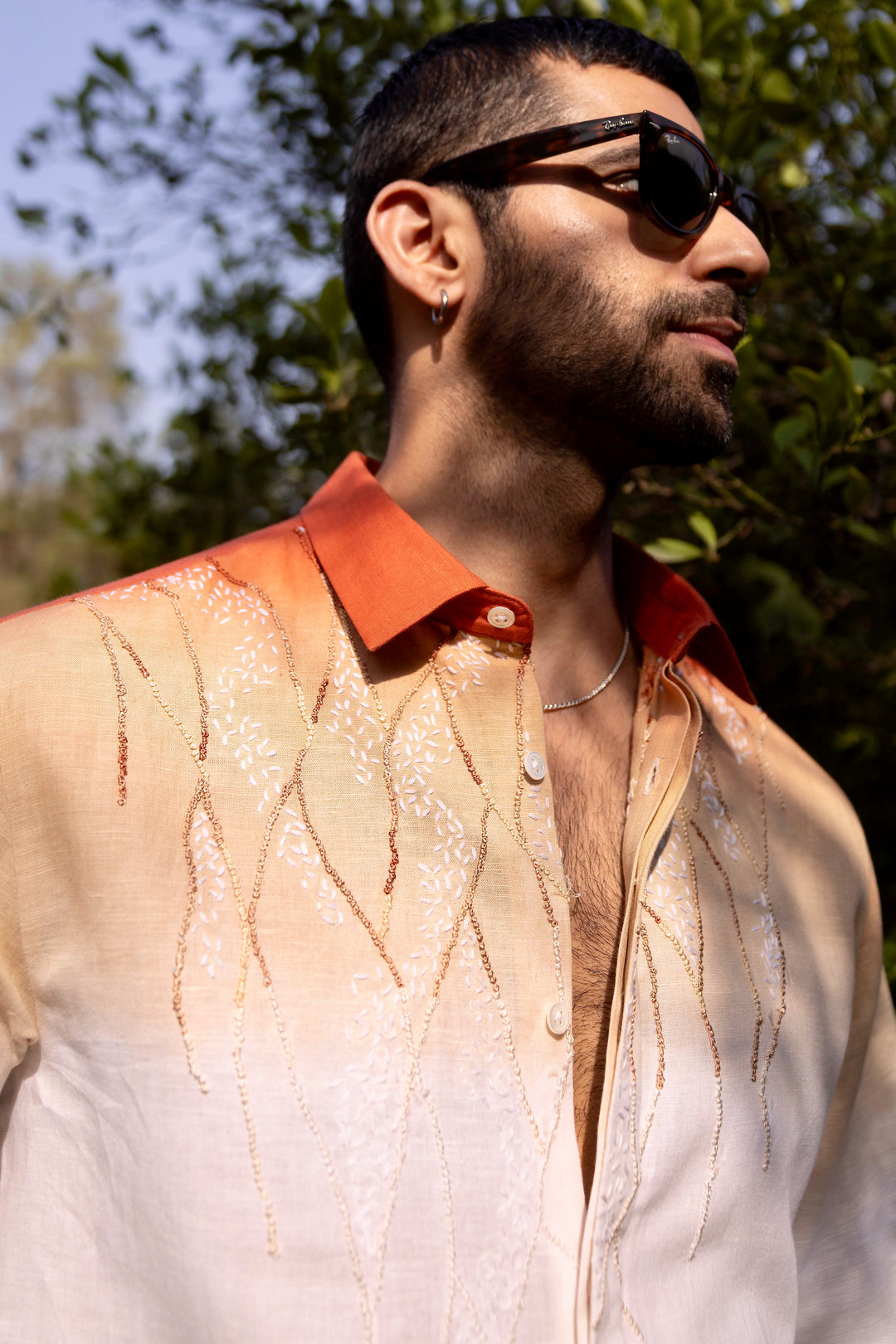 Sunset Current Linen Embroidered Shirt
