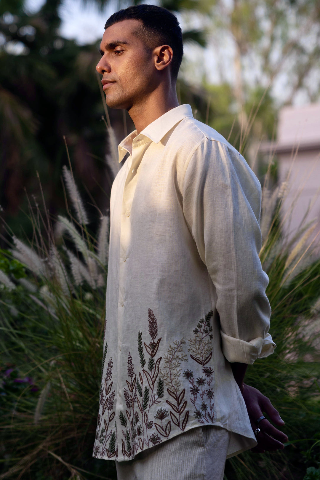 Herbarium Sketch Linen Embroidered Shirt