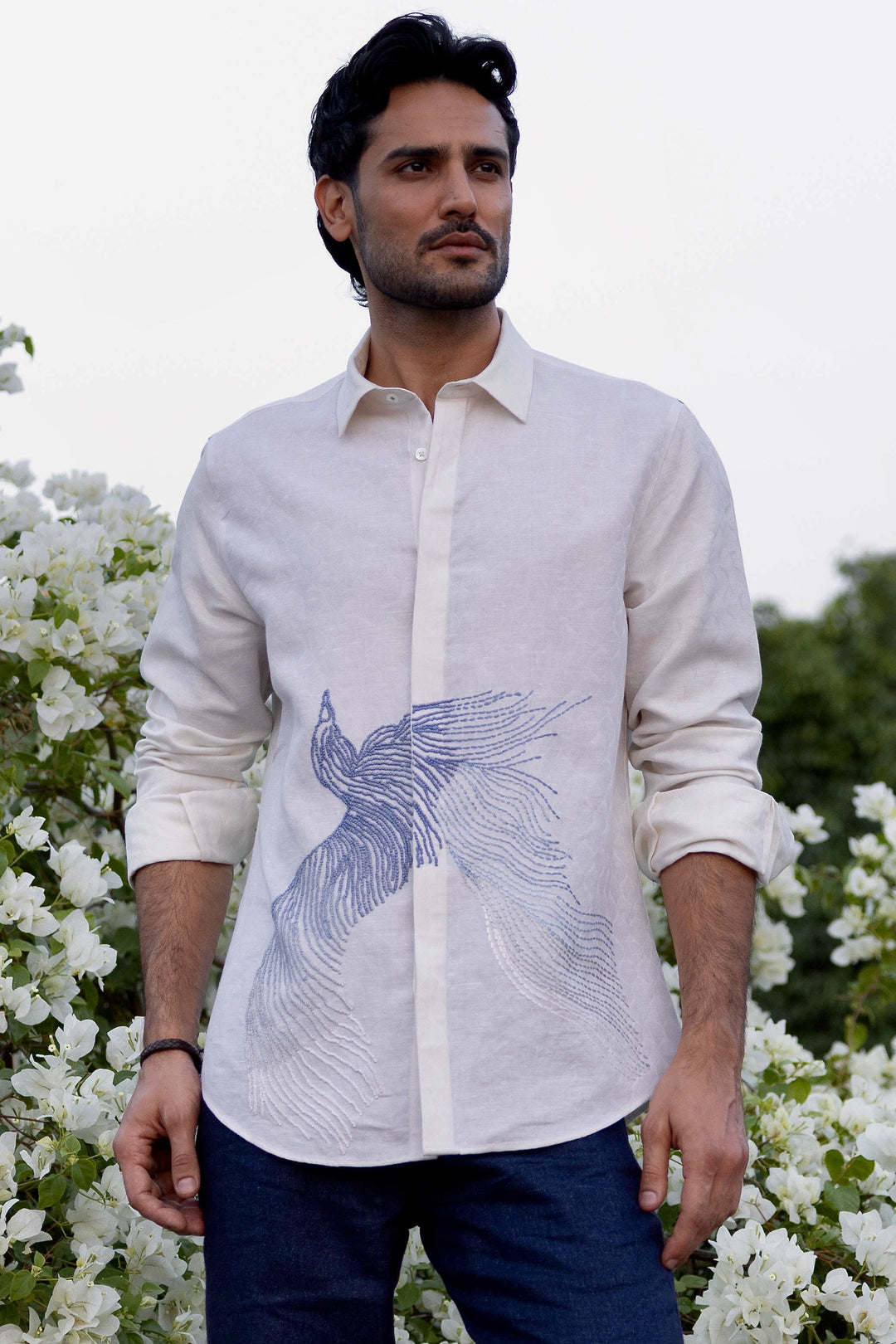 Skyward Grace Linen Embroidered Shirt