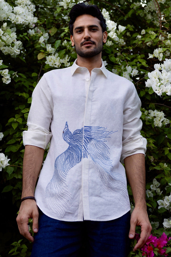 Skyward Grace Linen Embroidered Shirt